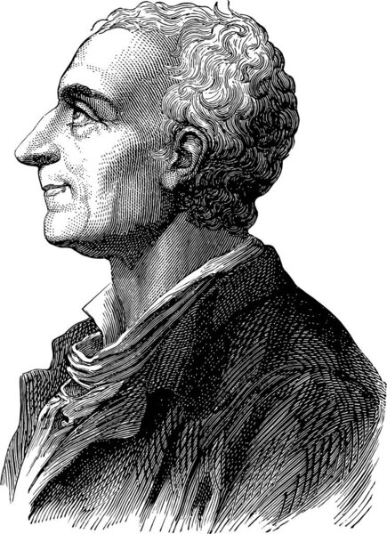 Montesquieu portrait in line art illustration
