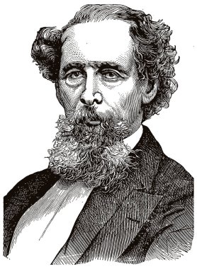 Çizgi sanatı illüstrasyon Charles Dickens portre