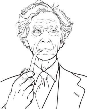 Bertrand Russell portre çizgi sanat illüstrasyon