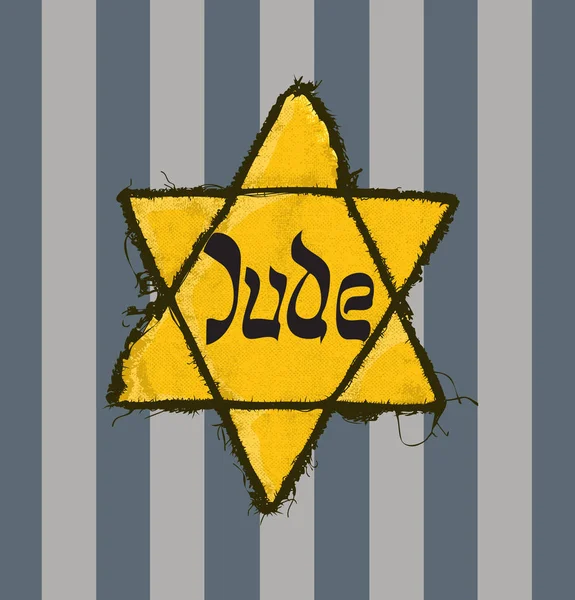 Judisk gul stjärna (judestjärnan) illustration i flat design. — Stock vektor