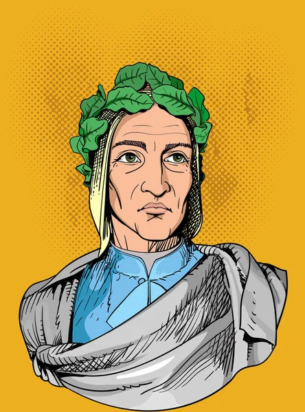 Portret Dante Alighieri w sztuce linijkowej — Wektor stockowy