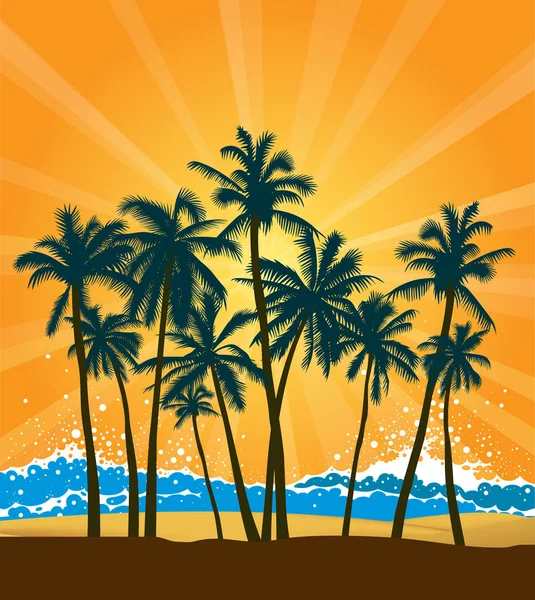 棕榈滩插图 — 图库矢量图片