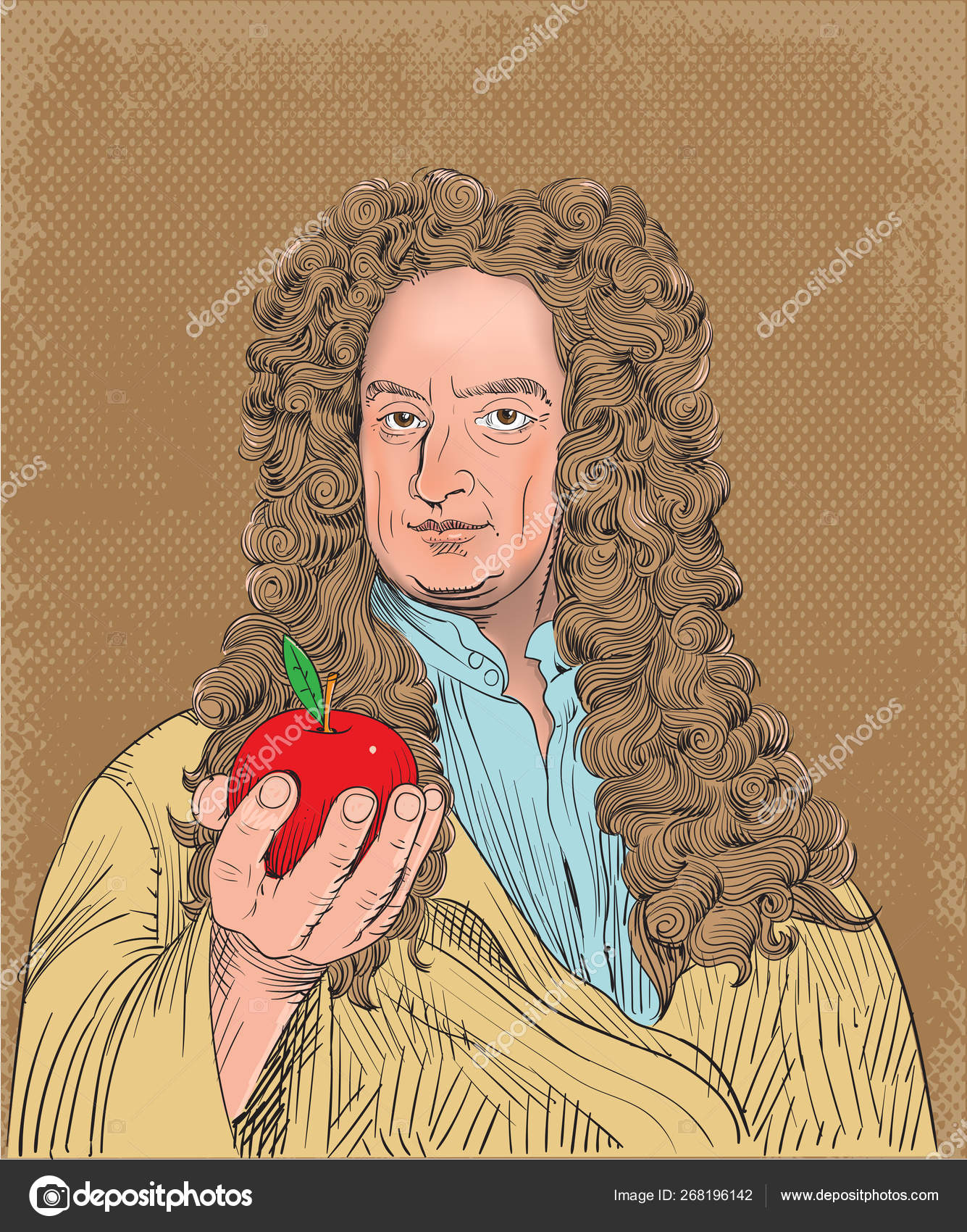 Isaac Newton portrait in line art illustration Stock Vector Image by  ©fogbird #268196142