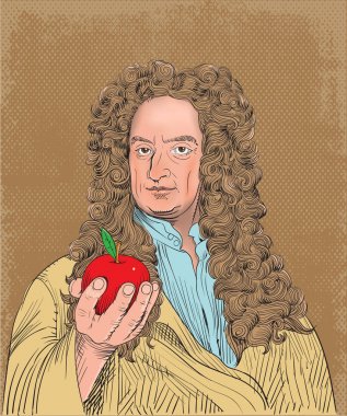 Isaac Newton dikey çizgi sanat çizimde