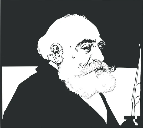 Portrait Max Nordau en illustration linéaire, vecteur — Image vectorielle