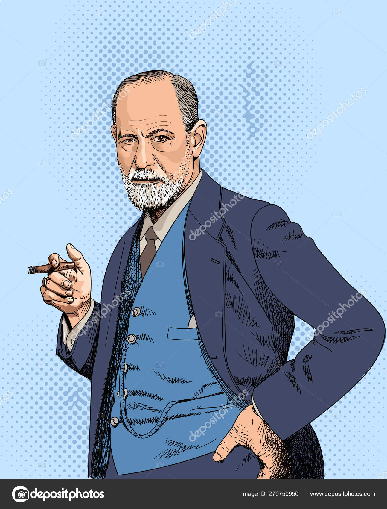 Sigmund Freud Portrait In Line Art Illustration Stock Vector Image By C Fogbird