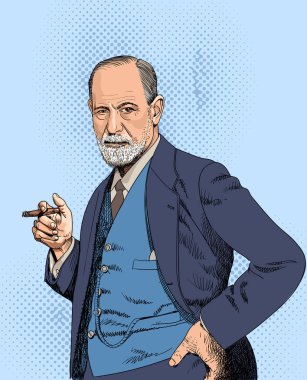 Çizgi sanatı illüstrasyon sigmund Freud portre