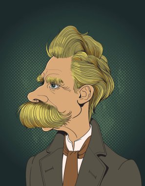 Nietzsche Karikatür çizim, vektör