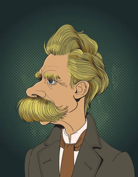 Nietzsche Karikatür çizim, vektör — Stok Vektör