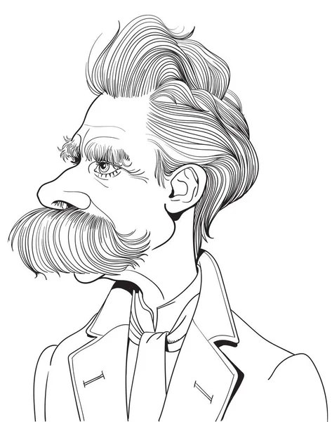 Nietzsche Desenhos animados, vetor — Vetor de Stock