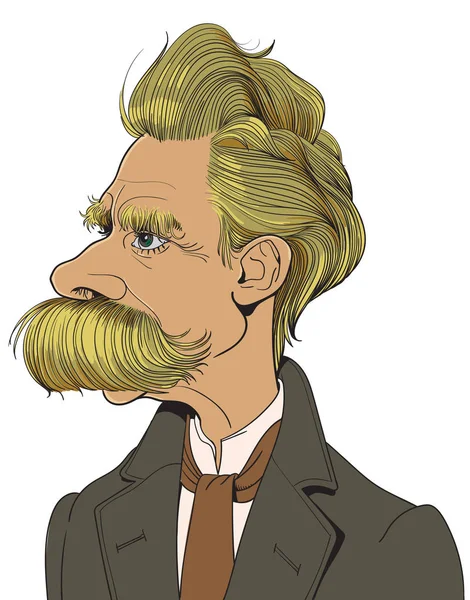 Nietzsche Dibujos animados dibujo, vector — Archivo Imágenes Vectoriales