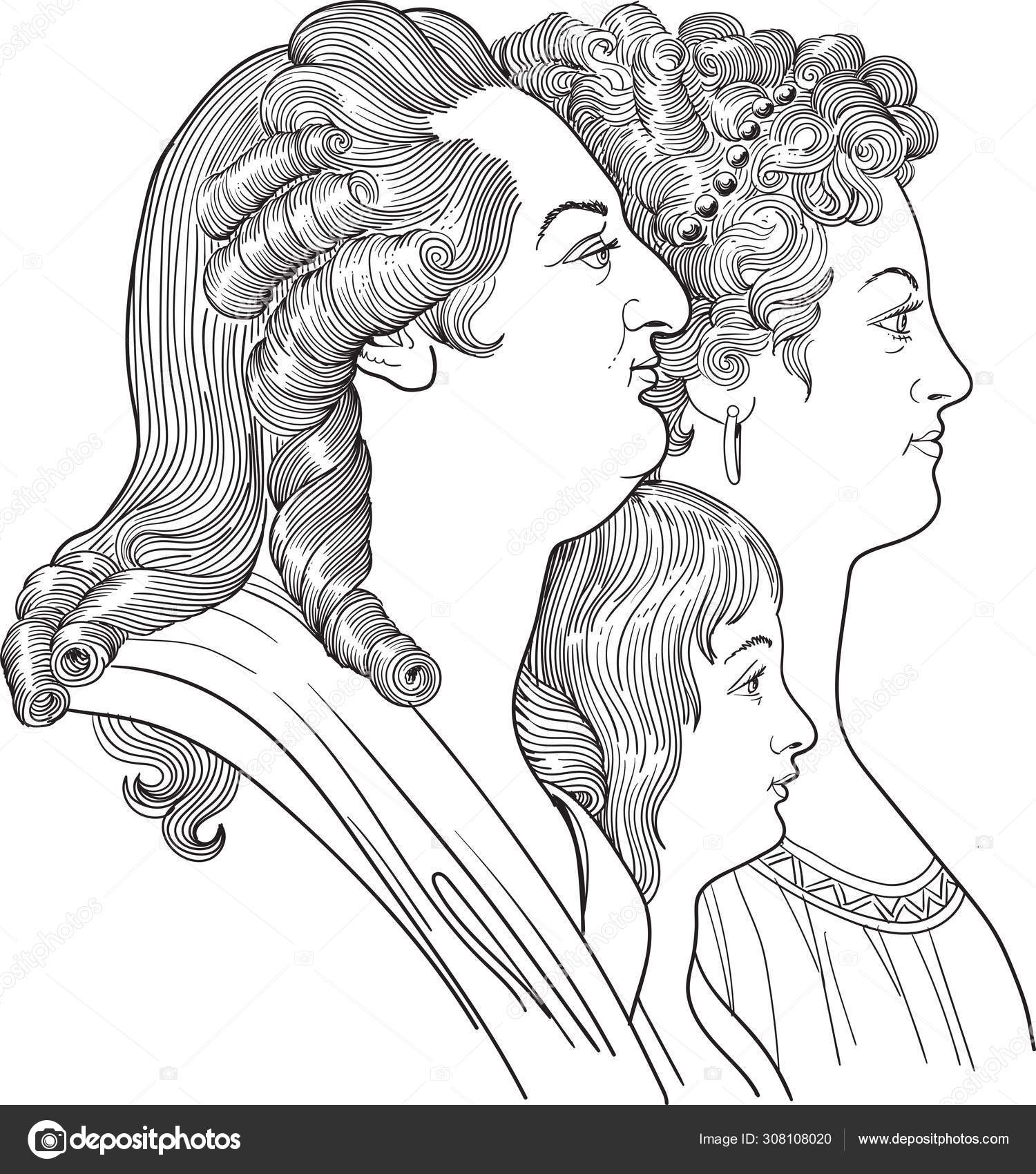 Rei Luís XVI e Maria Antonieta Vetor de ©fogbird 308108020, image size:1500x1700