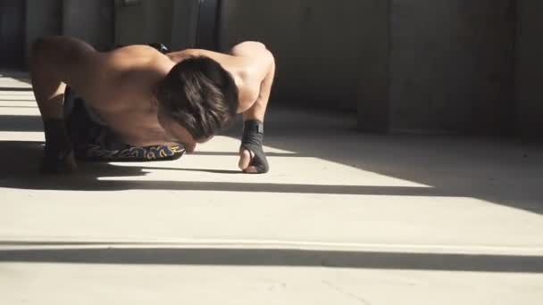 Boxer Does Push-ups — Stock Video