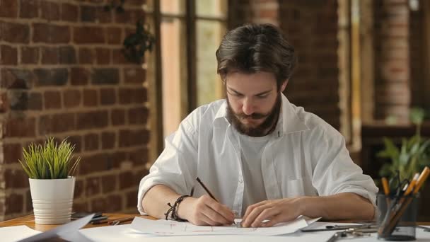 Architect Drawing a Plan — Stock Video