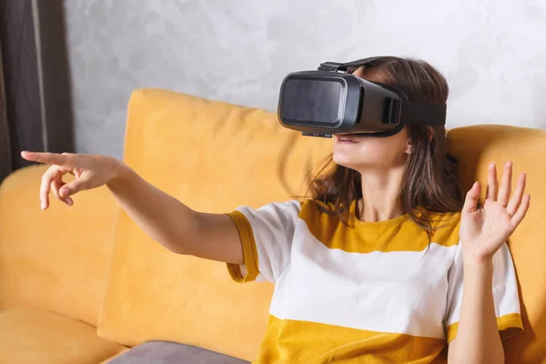 Brunette Girl Testing VR Device