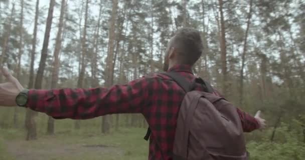 Respiración saludable en el bosque — Vídeo de stock