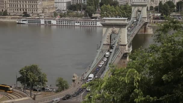 Ponte di Budapest sul Danubio — Video Stock