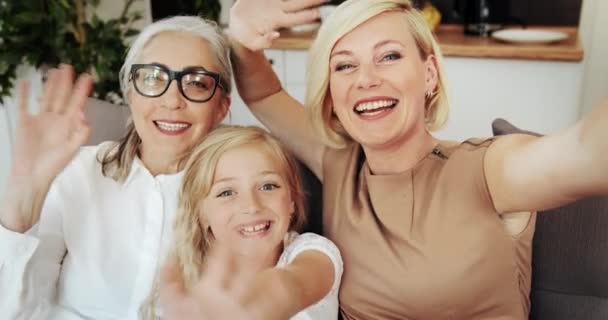 Familia vídeo chat señoras — Vídeo de stock