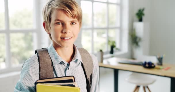 Portrait of Pupil in Classroom — Stock Video