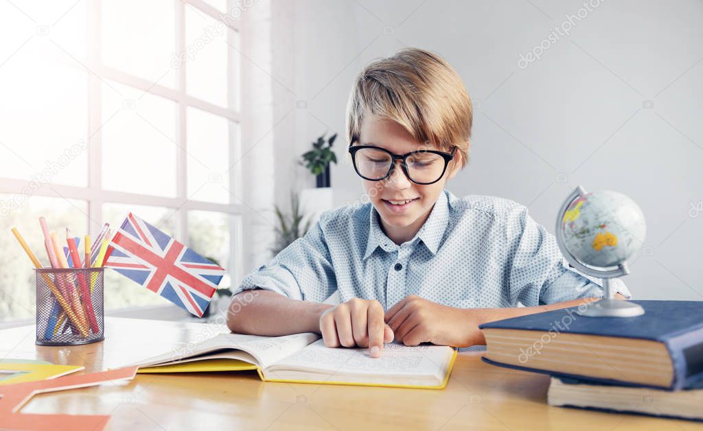 Smart Teenager Boy Learning English