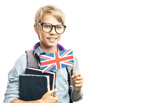 Scuola Kid con Union Jack — Foto Stock