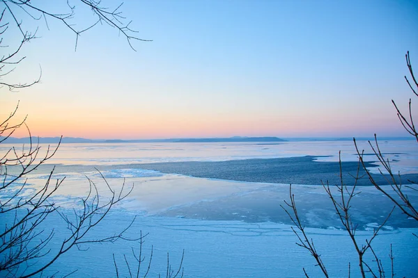 Frozen Winter Landscape Snow Lake — Stock Photo, Image