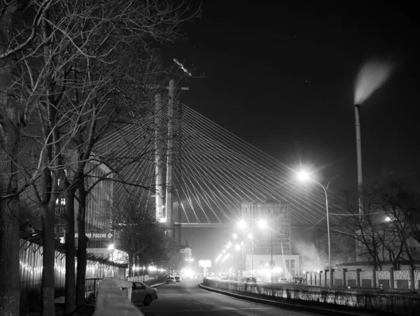 Fiume Della Città Urbana Nella Notte — Foto Stock