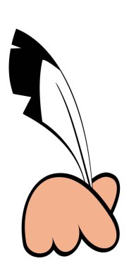 bir el ve tüy kalem karikatürü