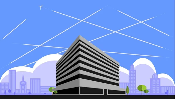Moderne Gebäude Silhouette Vektor Illustration Geoengineering — Stockvektor