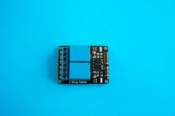 Two Relay Module Microcontrollers Arduino Raspberry — Stock Photo, Image