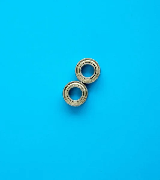 Two Small Rolling Ball Bearings Closed Metal — Stock Photo, Image