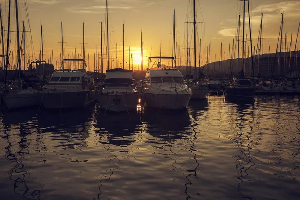 Akşam Harbor Toulon Fransa — Stok fotoğraf