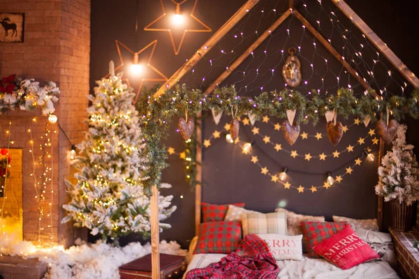 Hermosa Sala Navidad Decorada — Foto de Stock