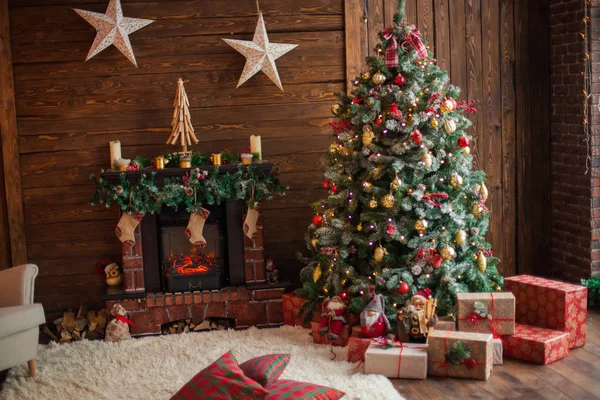 Hermosa Sala Navidad Decorada —  Fotos de Stock