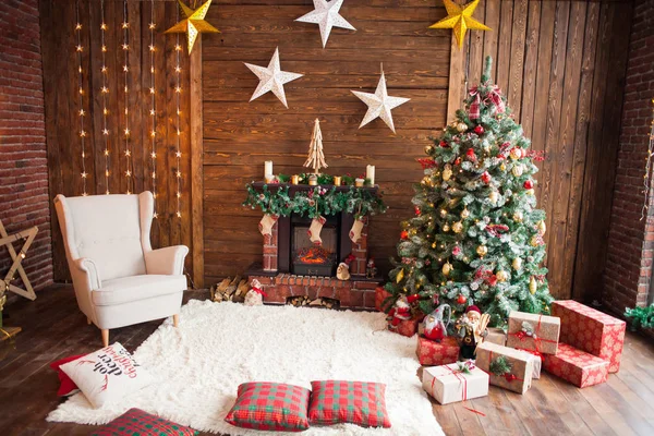 Hermosa Sala Navidad Decorada — Foto de Stock