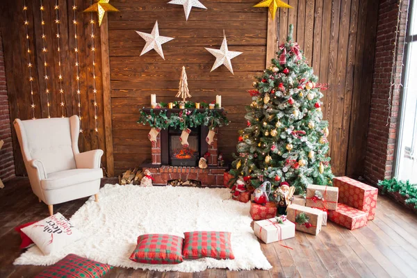 Hermosa Sala Navidad Decorada — Foto de Stock