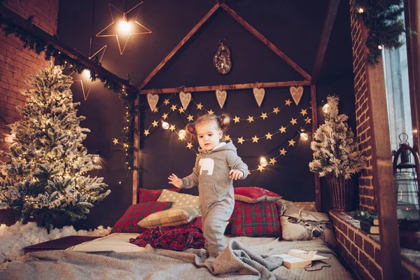 Beautiful Baby Christmas Decorated Room — Stock Photo, Image