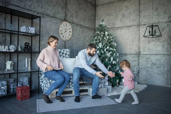 가족의 크리스마스 초상화 — 스톡 사진