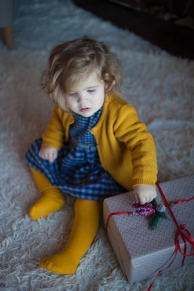 Mooie Baby Kerstmis Ingericht Kamer — Stockfoto