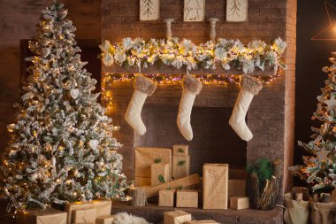 Güzel dekore edilmiş Noel odası