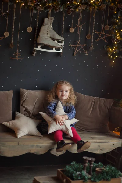 Bellissimo Bambino Camera Decorata Natale — Foto Stock