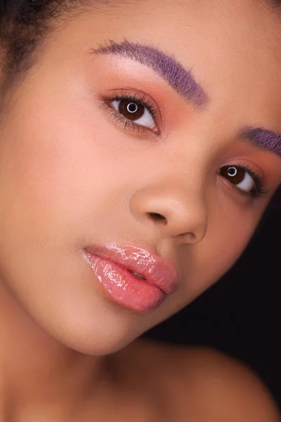 Belle Africaine Aux Queues Cochon Colorées Maquillage Mode Coloré — Photo