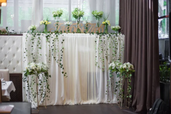 Hermosas Decoraciones Boda Barra Caramelo — Foto de Stock