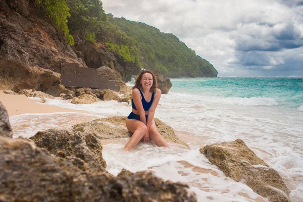 Bali Beach Mooie Vrouw — Stockfoto