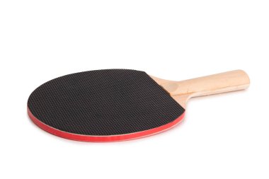 Ahşap Masa Tenisi raket ve top beyaz arka plan üzerinde