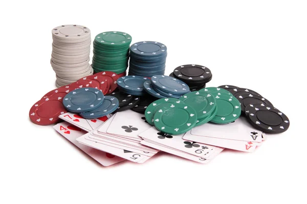 Cards Chips Casino White Background — Stock Photo, Image