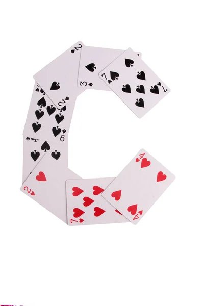 Cartes Pour Casino Mots Avec Sur Fond Blanc — Photo