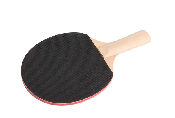 Tischtennisschläger Und Ball Aus Holz Auf Weißem Hintergrund — Stockfoto