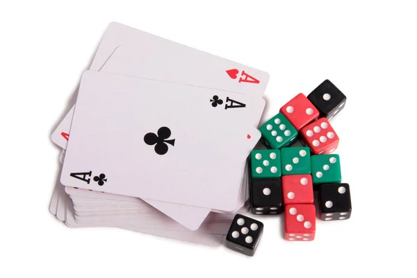 Cartes Plongées Pour Casino Avec Fond Blanc — Photo