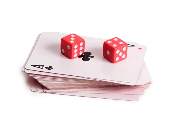 Cartes Plongées Pour Casino Avec Fond Blanc — Photo